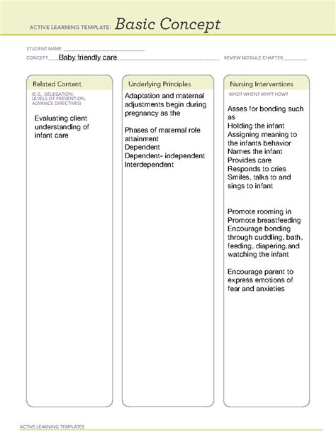 Ati Basic Concept Template Maternal Newborn