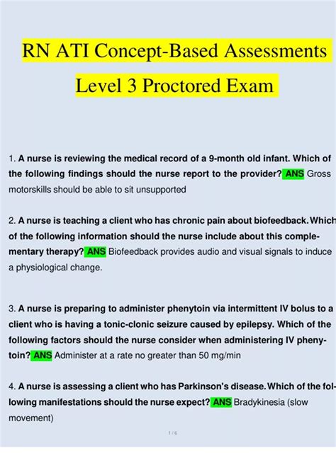 Ati Concept Based Level 3 Proctored Exam
