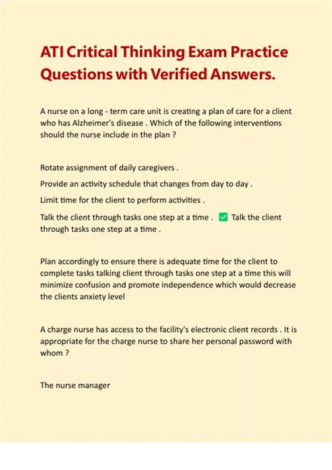 ati critical thinking test practice