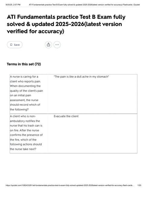 Ati Fundamentals B Practice Test