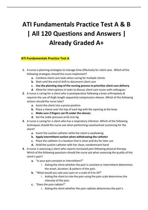 Ati Fundamentals Practice Test