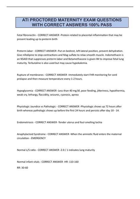 ati maternity exam 2013