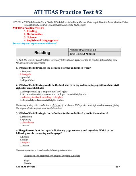 Ati Teas Practice Test
