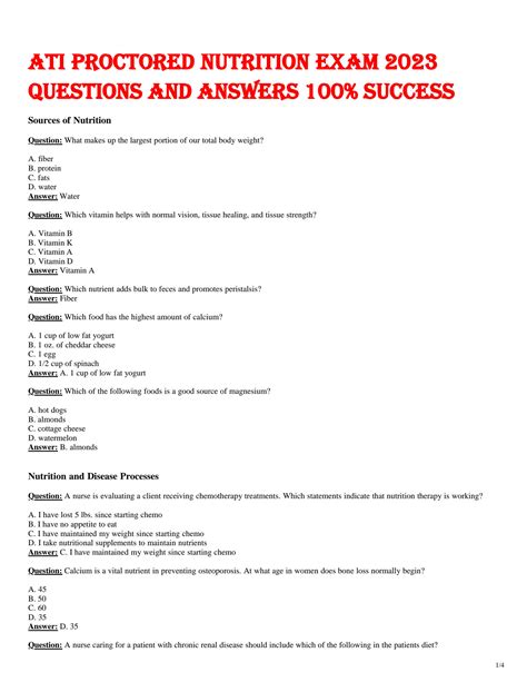 Full Download Ati Nutrition Proctored Test And Answers 