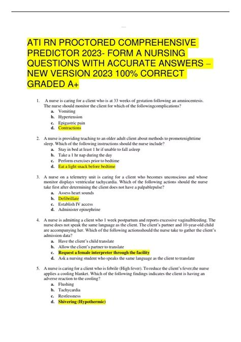 Download Ati Rn Predictor Answers 