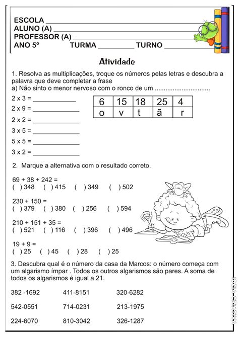 Atividade 5 Ano Matematica