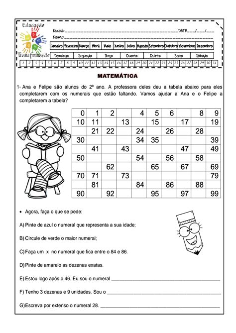 Atividade De Matematica Segundo Ano