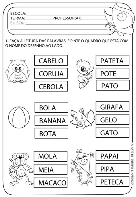 Atividade Para Aprender A Ler