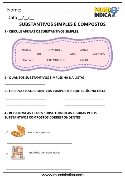 Atividade Substantivos Simples E Compostos