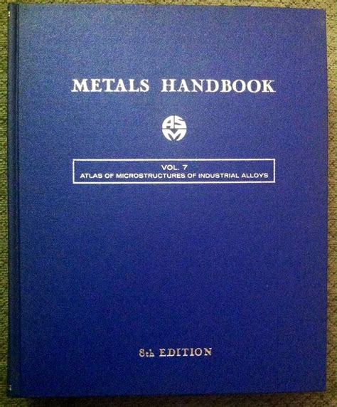 Atlas Of Microstructures Of Industrial Alloys Asm Metals Handbook Vol 7