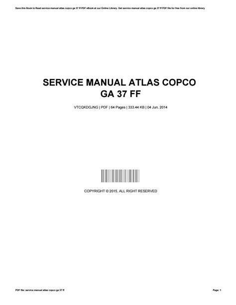 Read Online Atlas Copco Ga 37 Service Manual 