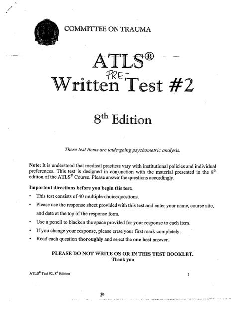 Download Atls Pretest Questions 8Th Edition 