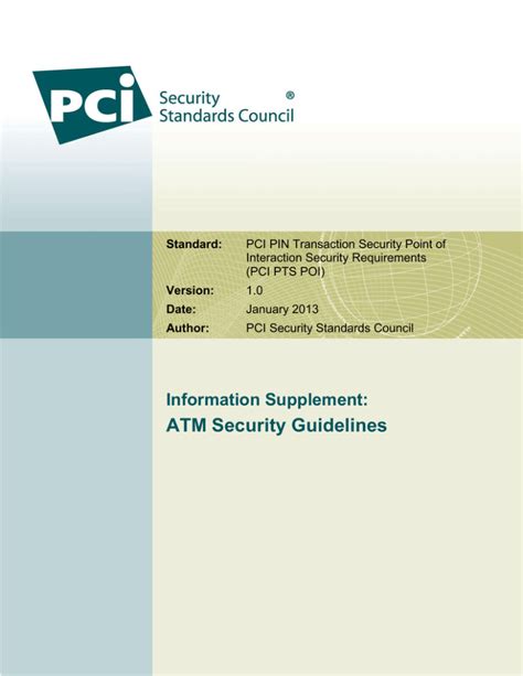 Atm Security Guidelines Pci Security Standards
