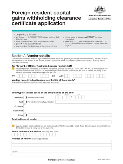 Ato Clearance Certificate Application