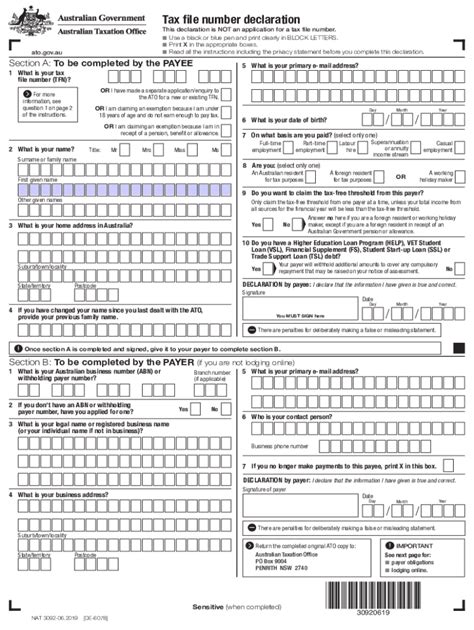 Ato Tax Declaration Form