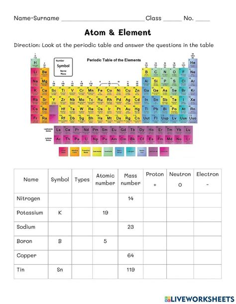 Atom And Element Worksheet Live Worksheets Atoms And Elements Worksheet - Atoms And Elements Worksheet