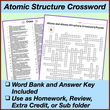 atomic structure crossword science teachers com