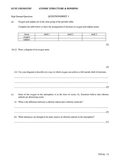 Atomic Structure Test Questions