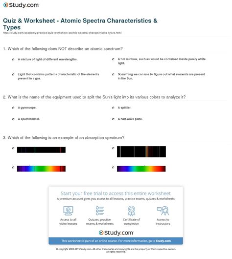 Atomic Theory Worksheet Atomic Spectra Worksheet - Atomic Spectra Worksheet