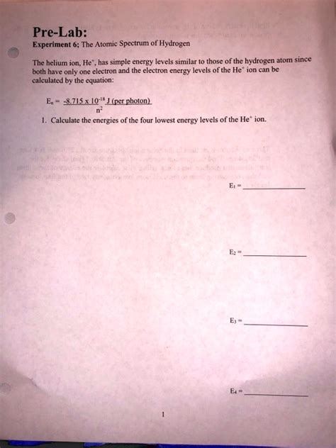 Download Atomic Spectrum Of Hydrogen Pre Lab Answers 