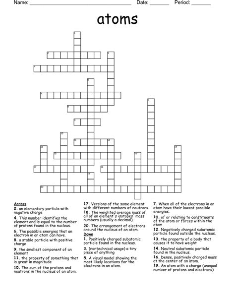Download Atomic Structure Crossword Puzzle Answers Pcdots 