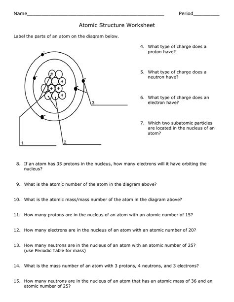 Atoms Practice Worksheet 6th Grade   Quiz On Atoms For 4th 5th And 6th - Atoms Practice Worksheet 6th Grade
