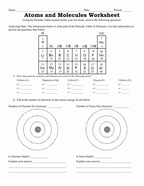 Atoms Worksheet Middle School Belfastcitytours Com Atoms And Molecules Worksheet Answers - Atoms And Molecules Worksheet Answers
