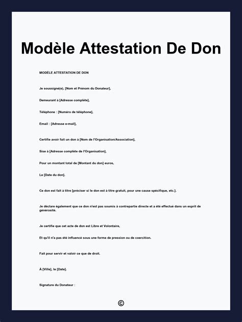 Attestation De Don