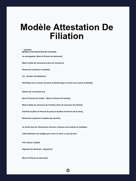 Attestation De Filiation