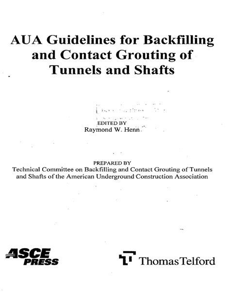 Aua Guidelines For Backfilling And Contact Grouting Of Tunnels And Shafts
