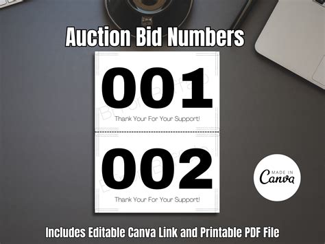 Auction Bidder Number Template