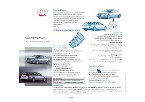 Read Online Audi A6 Avant Quick Reference Guide 