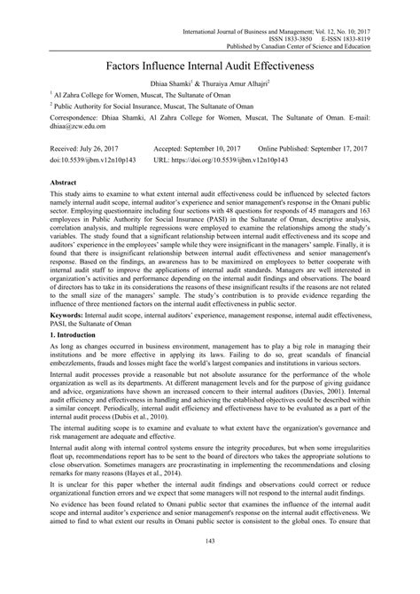 audit dissertation effectiveness internal sample