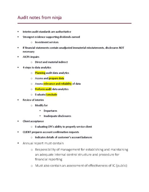 Audit Ninja Notes