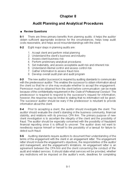 Audit Planning Chapter 8