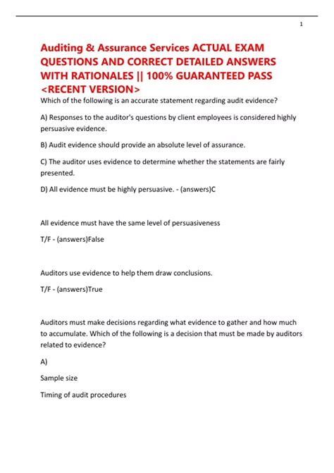Auditing And Assurance Services Answer Key
