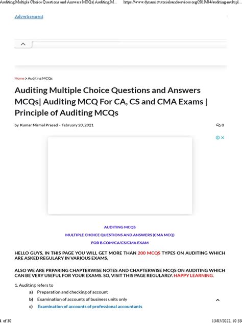 Auditing Multiple Choice Questions And Answers