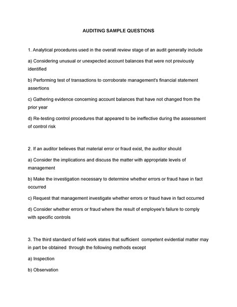 auditing practical questions