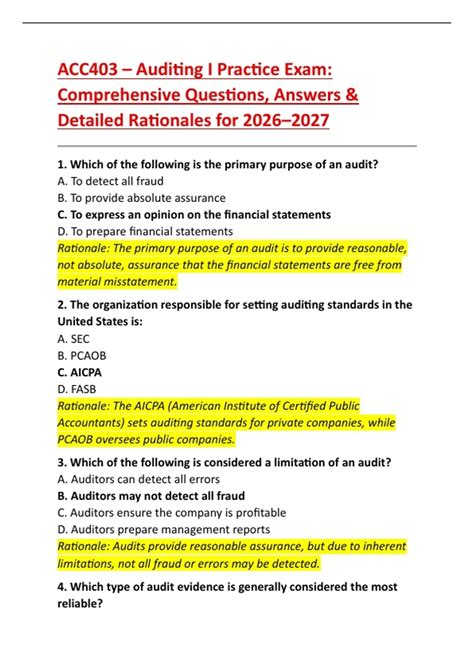 auditing problems comprehensive exam questions