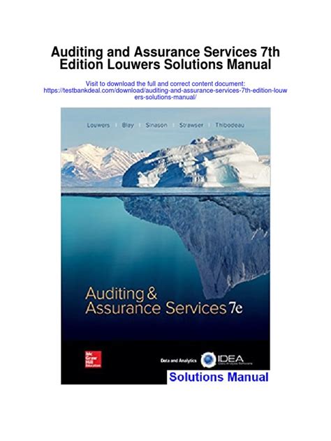 Read Auditing And Assurance Services Louwers 4Th Edition Solutions Manual 