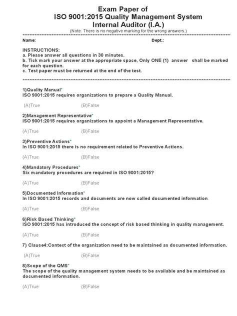 Auditor Exam Question