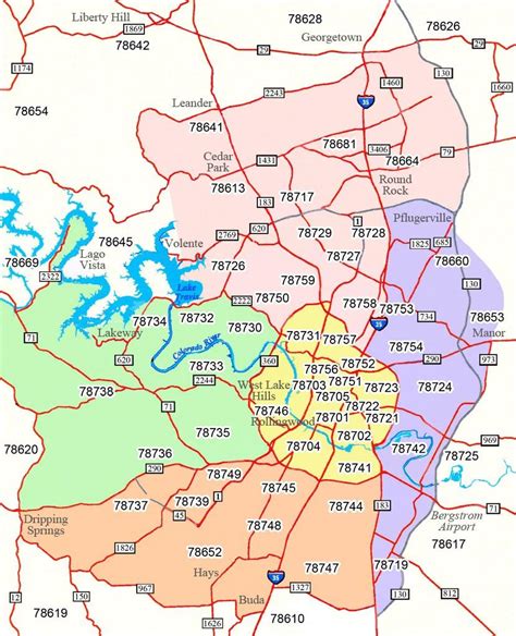 austin texas zip map