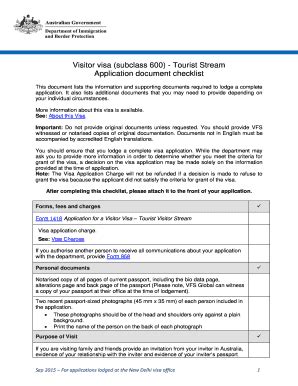 Australia 600 Visa Document Checklist