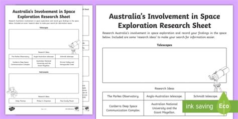 Australia And Space Exploration Research Worksheet Twinkl Space Exploration Worksheet - Space Exploration Worksheet