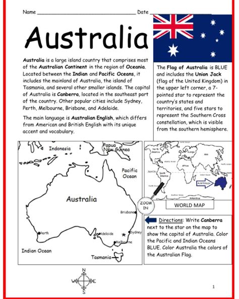 Australia Facts Worksheets Amp Information For Kids Humidity Worksheet For 4th Grade - Humidity Worksheet For 4th Grade