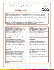 Australian Community Workers Code Of Ethics