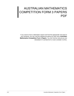Read Online Australian Mathematics Competition Form 3 Papers 