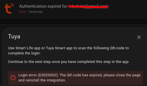 Authentication Expired For Tuya
