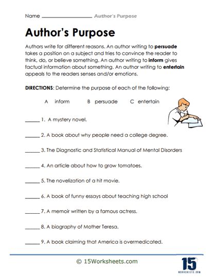 Author 039 S Purpose Worksheets 2nd Grade 3rd Grade Author S Purpose Worksheet - 3rd Grade Author's Purpose Worksheet