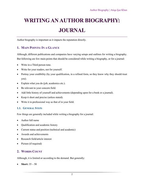 author biography for journal